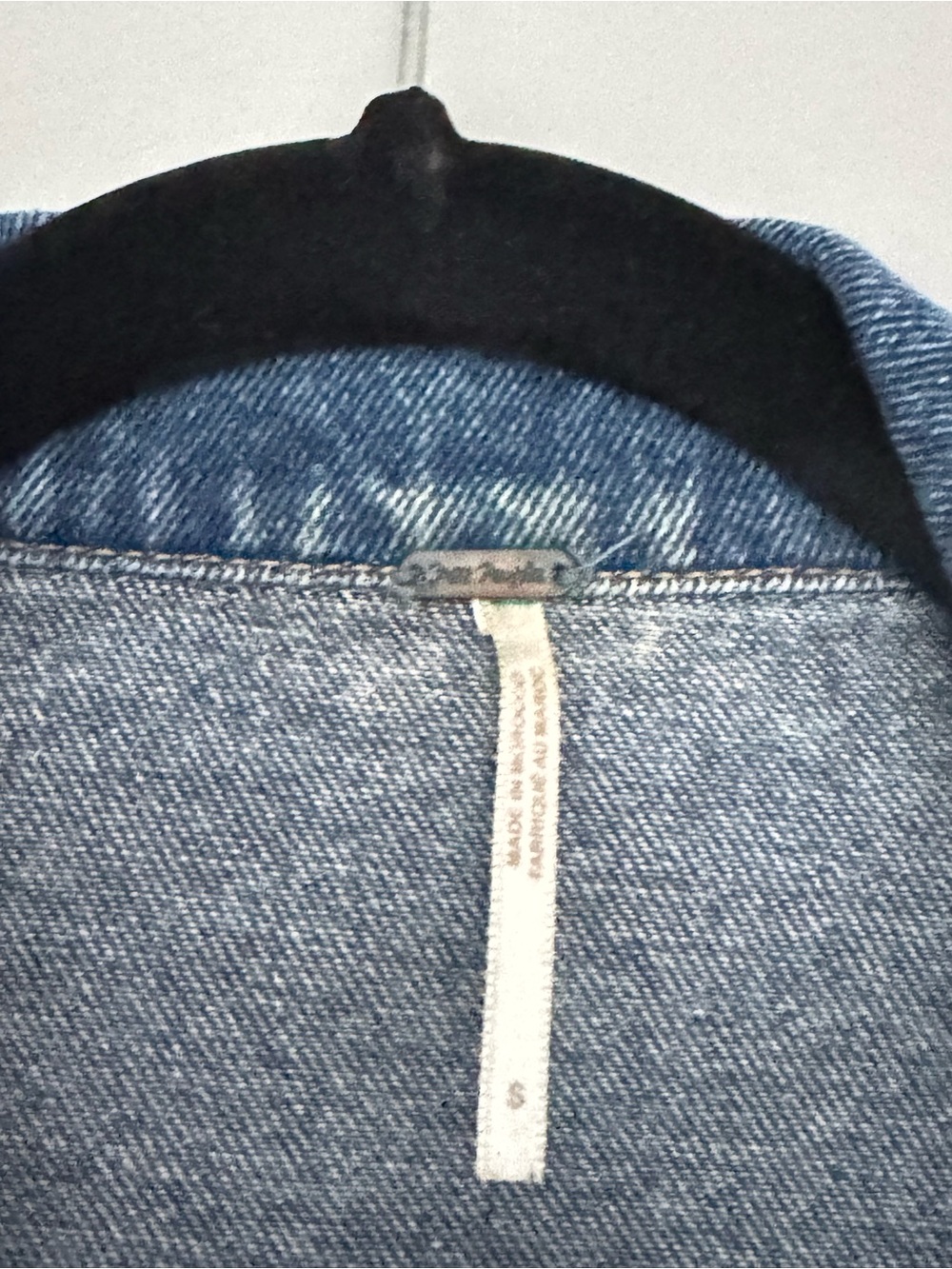 Free People Distressed Cropped Blue Denim Jacket - Picture 3 of 6
